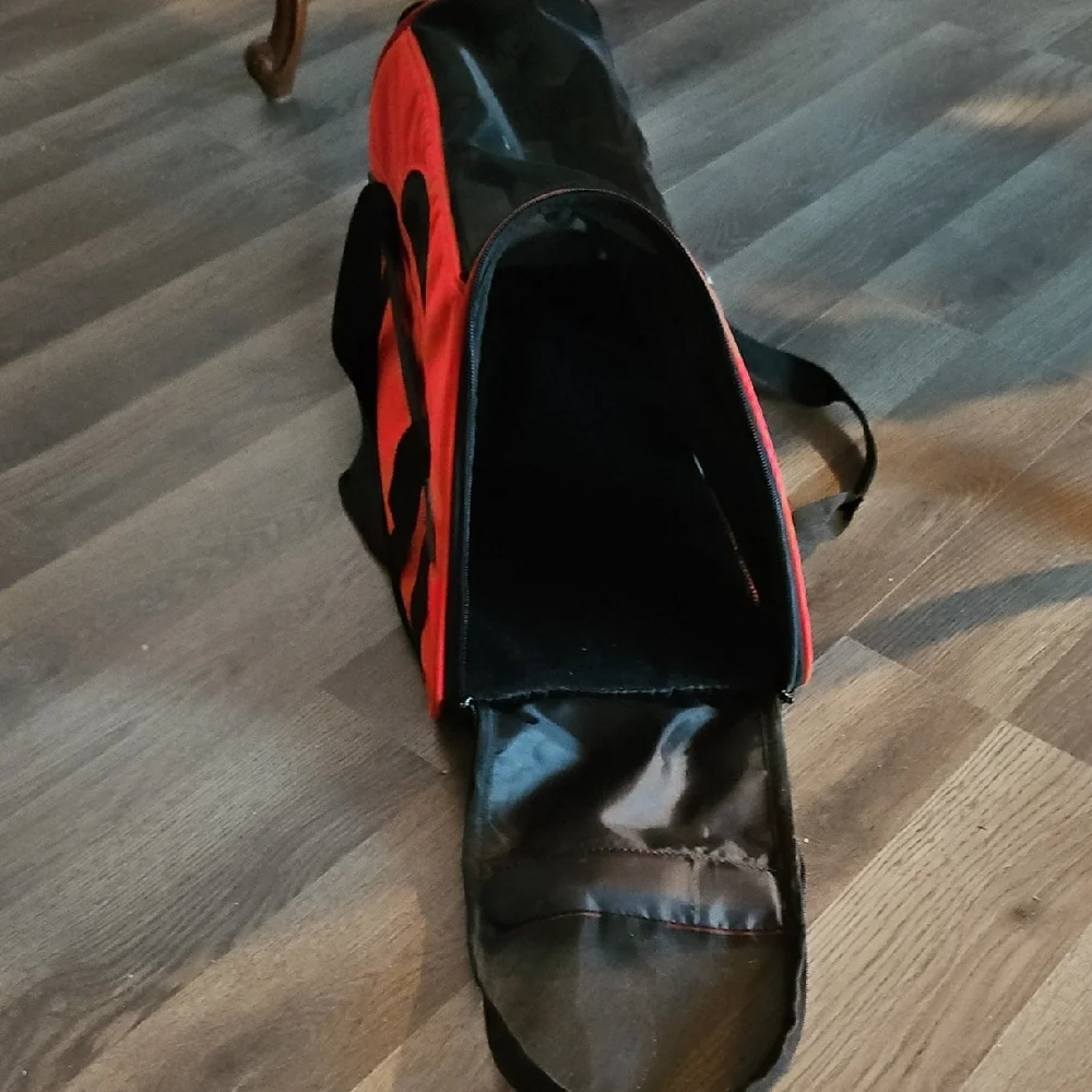 Red Pet Carrier with Black Accents